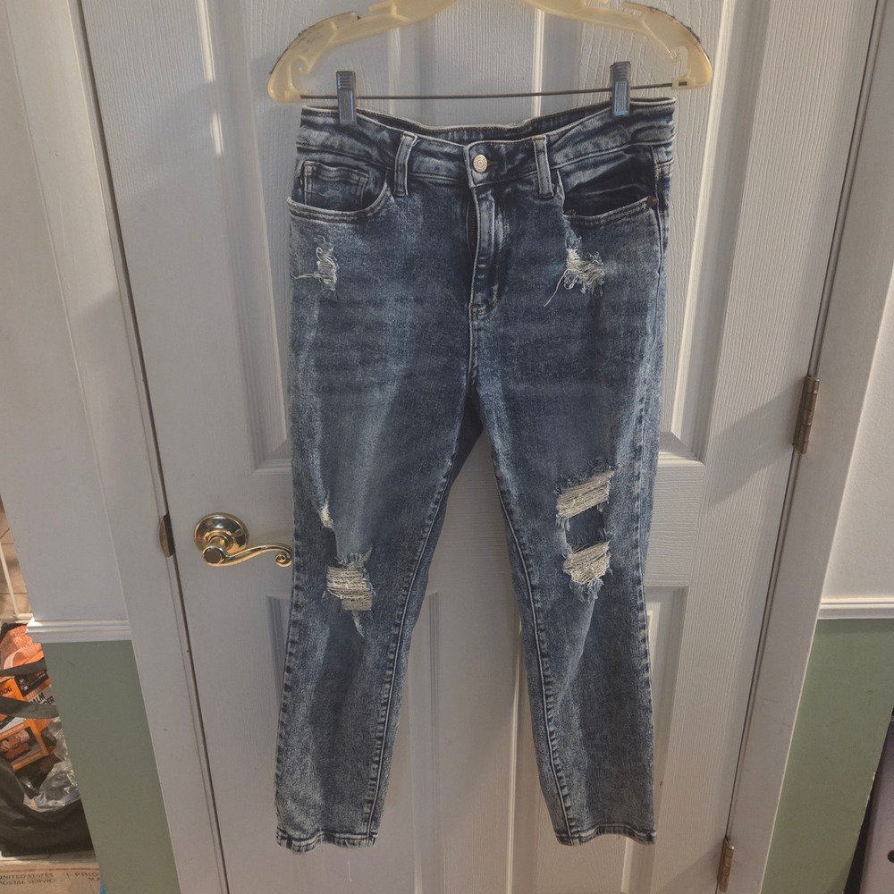 Judy Blue Boyfriend Fit Distressed Acid Wash Jeans Women 9/29 JB88281 Blue Basic